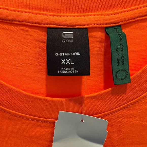 Men's G-Star Raw XXL Orange T-Shirt - Picture 2 of 4
